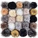 Coopay 24 Pieces Faux Fox Fur Pom Pom Balls DIY Fur Fluffy Pom Pom with Elastic Loop for Hats Keychains Scarves Gloves Bags Charms Knitting Accessories (Popular Mix Colors)
