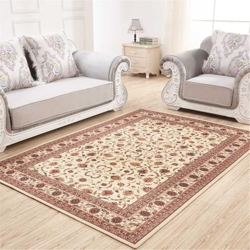 RUGMRZ Fleckerlteppich Deko Tisch Wohnzimmer Klassischer Stil roter Druck Design Wohnzimmer Esszimmer traditionelle Teppich Verschleißfestigkeit Großer Teppich 40X60CM