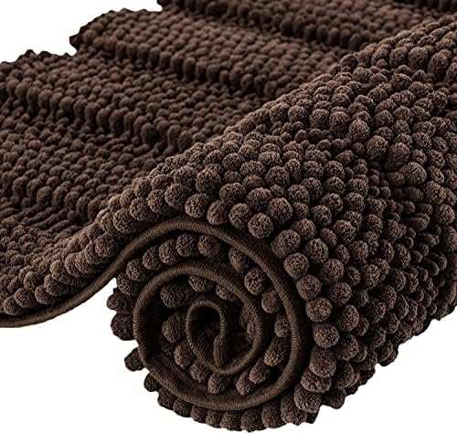 subrtex Chenille Bath Mats for Bathroom Extra Soft and Water Absorbent Non Slip Bath Rug Perfect Plush Carpet Mats for Tub, Shower (50×80cm, Green)