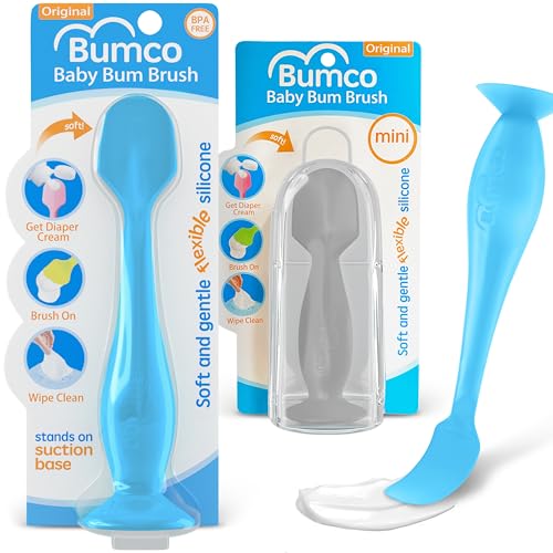 Image of Bumco Diaper Cream Spatula Home & Travel Set - BPA-free Butt Paste Diaper Cream Applicator, Soft Diaper Rash Cream Applicator, Butt Spatula Baby, Mom-Invented Diaper Bag Essentials, 2-Pack