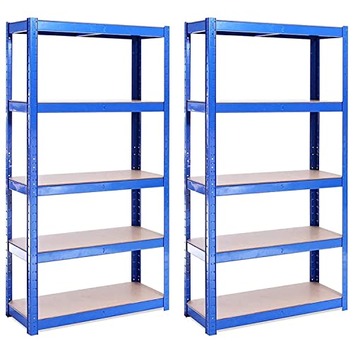 G-Rack 150cm Shelving Unit - Heavy Duty Boltless Metal Steel Storage, Adjustable 5 Tier System for Garages and Sheds, Easy to Build, Aluminium 5 Shelf Storage, Heavy Duty for Home or Warehouse