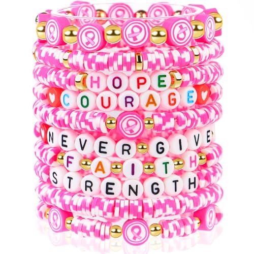 cagulax Breast Cancer Bracelets - Gifts for Women Awareness Accessories - Friendship Inspirational Encouragement Handmade Gifts for Friend Sister