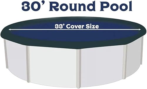 Miniatura 10 de Cubierta de piscina de invierno de lujo para piscinas redondas sobre el suelo de 24 pies  AzulNegro  Fácil de instalar, protección UV y duradera