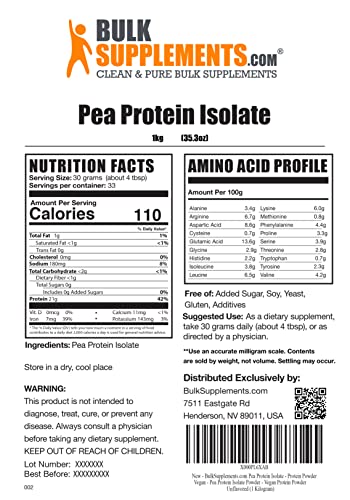 BULKSUPPLEMENTS.COM Pea Protein Isolate & Creatine Monohydrate 1KG Bundle - Image 3