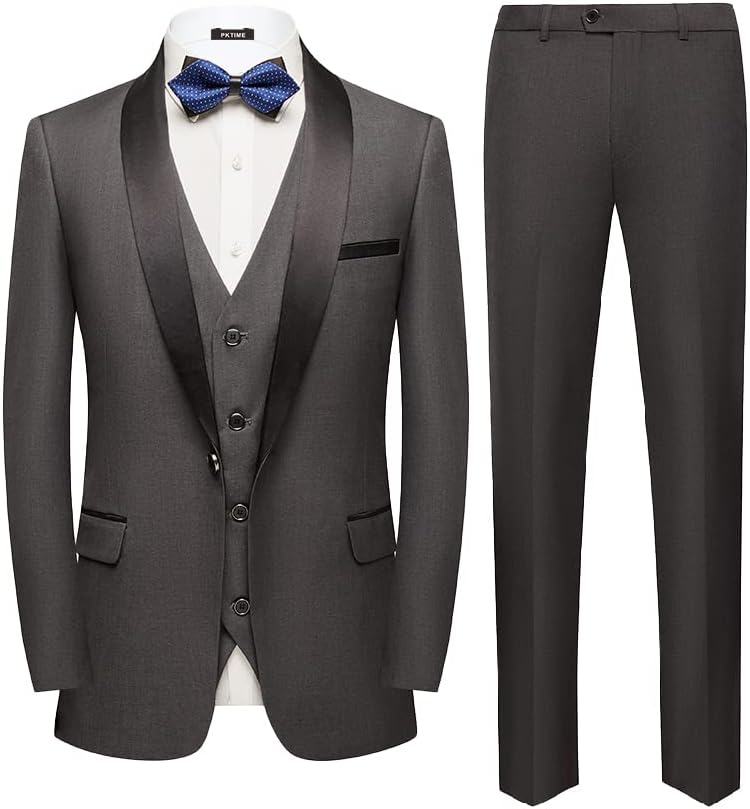 [PKTIME] メンズスーツ スリーピーススーツ（コート、ベスト、パンツ） スリムフィット 正装 ファッション スーツ 1つボタン