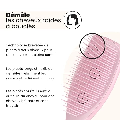 Tangle Teezer Ultimate Detangler Brosse à Cheveux Démêlante pour Cheveux Secs et Mouillés, Picots à 2 Niveaux, Réduit la Casse et Élimine les Nœuds, Tous Types de Cheveux, Rose Millennial – vue 2