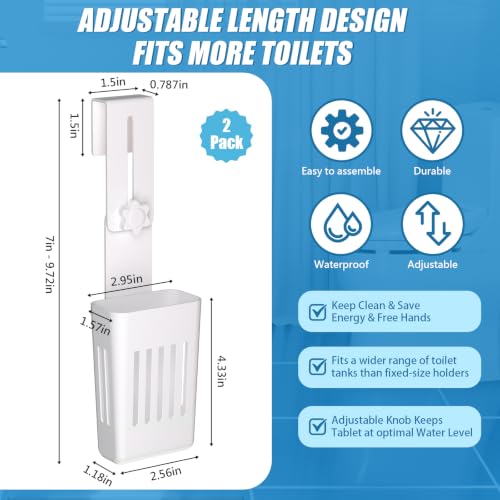 2-Pack Toilet Tank Cleaning Tablet Holder, Bleach Tablet Bracket, Toilets​ Bowl Hanger Cleaner Carrier for Preventing Dissolved Residue From Entering​ the​ Water Tank, Toilet Organizer — view 3