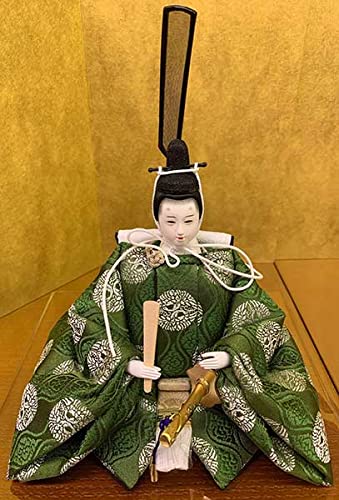 親王人形のみ　緑と桃の向鶴文[緑色の唐織衣装は厄除け・健康]御守り親王 Amazon.co.jp: 【親王飾り】京12番 緑と桃の向鶴文No.238594【緑色の