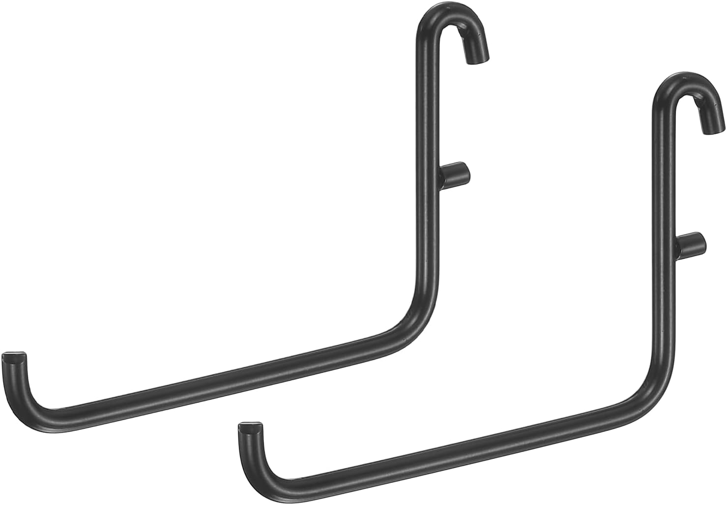 uxcell 2 Pcs Pegboard Hooks 3.74 x 2.36 in, Long L-Shape Metal, Black