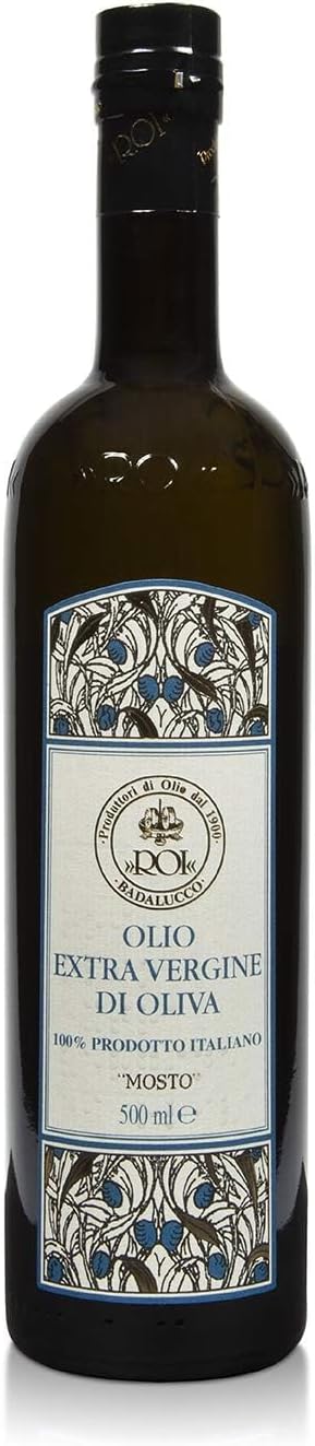 ROI Premium Ligurian Italian Extra Virgin Olive Oil First Cold Pressed - Gourmet Mosto Olive Oil Imported from Italy, High in Polyphenols, 17 fl oz (500 ml)