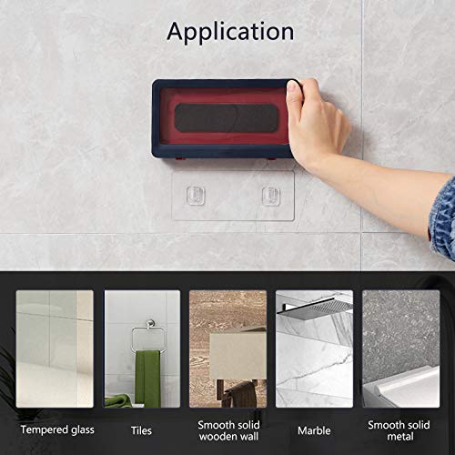 Bathroom Waterproof Phone Holder, Wall Mount Shower Case Mount Shelf, Waterproof Anti-Fog Touch Mobile Holder, Punch-Free, for Shower, Kitchen, Compatible with Mobile Phones Under 6.8 Inches (Blue) - Thumbnail 5
