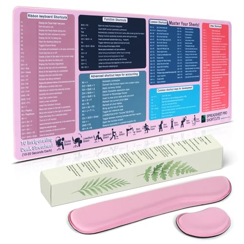PFTGFT XXL desk pad in blush pink with matching keyboard and mouse wrist rests — proves it ships as a three-piece set