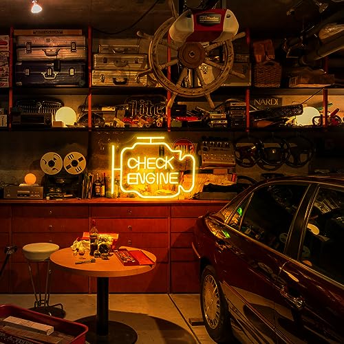 Image of Check Engine Neon Sign LED Neon Light for Garage Auto Repair Shop Workshop Gaming Room Bar Club Man Cave Birthday Gifts Check Engine Neon Light Sign Garage Sign