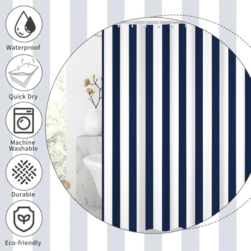 Rideau de douche imperméable et lavable à rayures verticales - 4