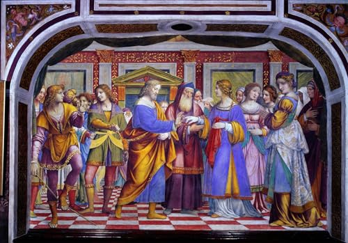 Cuadro lo Sposalizio della Vergine lienzo Bernardino Luini de alta definición para sala de estar