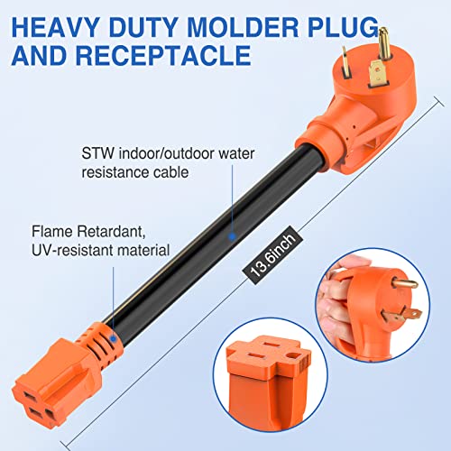 image for Nilight RV Power Adapter Cord 30 Amp to 15 Amp Pure Copper Heavy Duty 