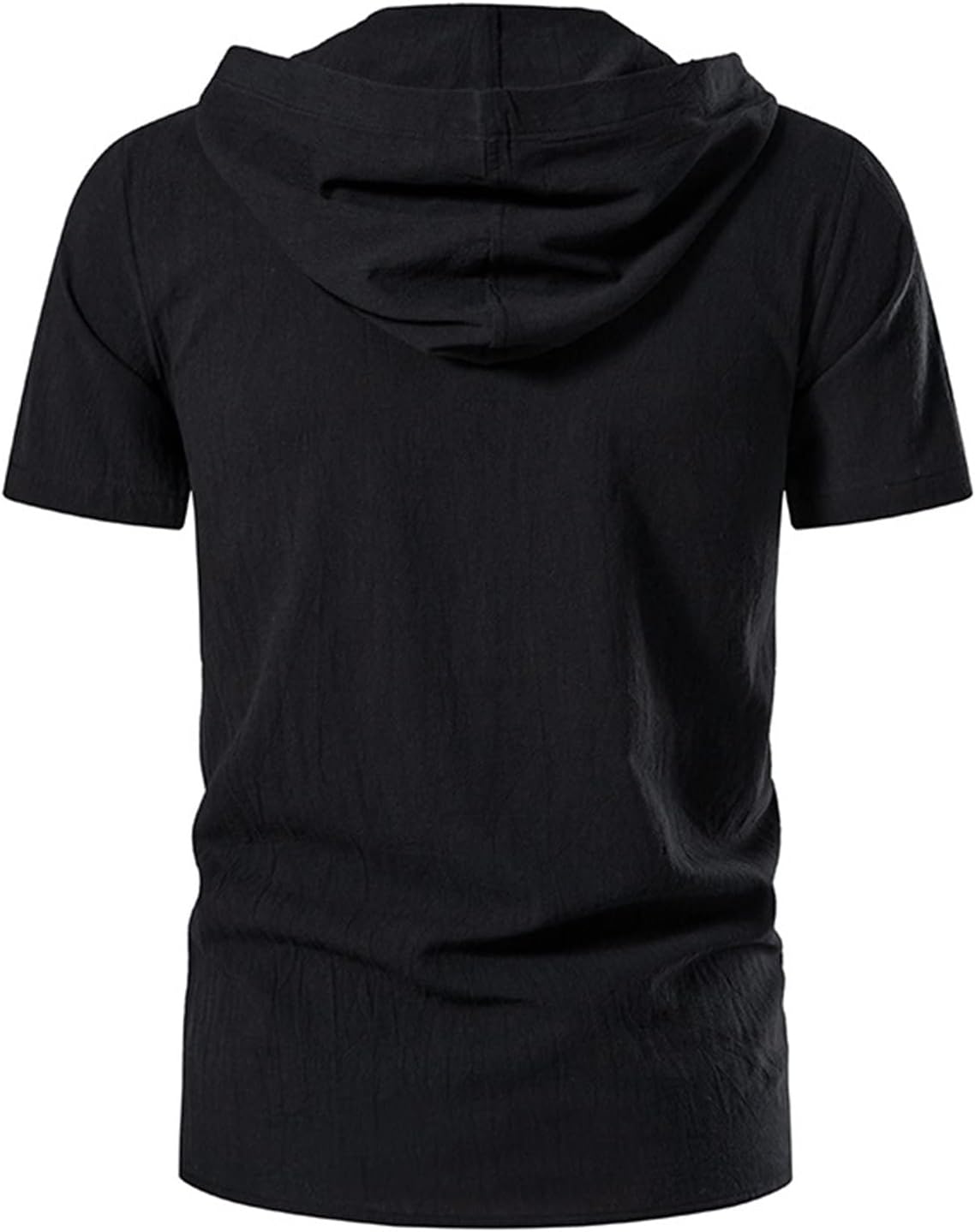 Soluo Men's Cotton Linen Hooded Shirt Short Sleeve V-Neck Drawstring Hoodies T-Shirts Lightweight Hippie Yoga Tee Tops