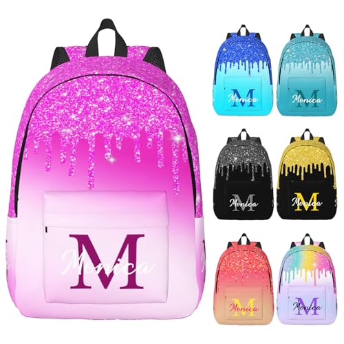 Custom Backpack for Girls Kids, Personalized Bookbag with Name, Customized Casual Unisex Daypack Bags for School Travel Work
