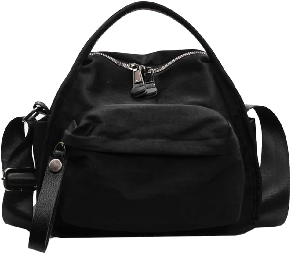 Solid Color Nylon Crossbody Bag for Women Soft Handbag with Top Handle Casual Shoulder Bag Elegant Square Purse