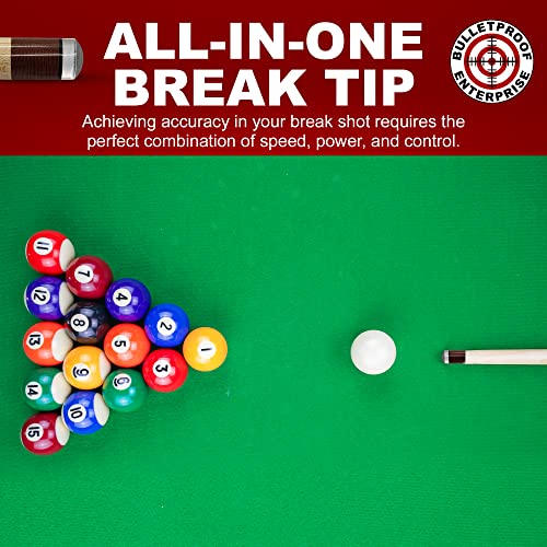 Bulletproof Break Tips - Polymer Break & Jump Tip | Professional Pool Cue Tips & Pool Stick Accessories | Billiards Accessories For Adults & Pool Players | Comes With Patch & Sticker! 15Mm, 1 Count #TOP4