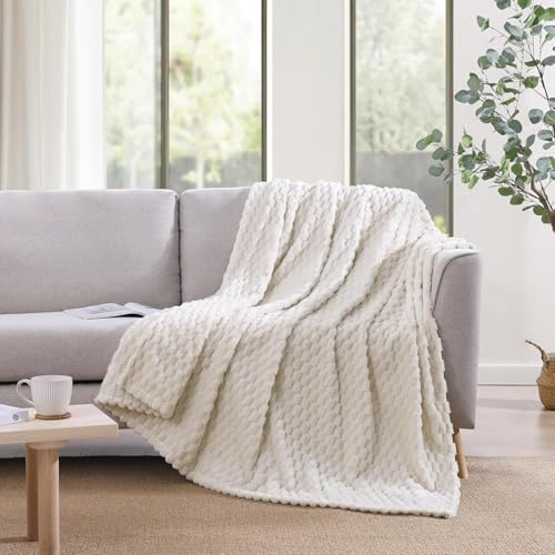 Monbix Twin Blanket for Couch-Room Decor Fuzzy Fleece Flannel Bed Blankets