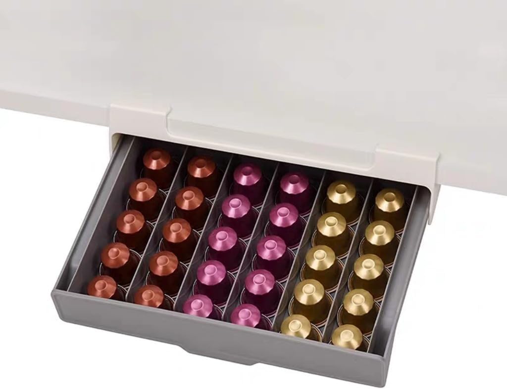 Coffee Pod Drawer Coffee Maker Storage Organizer Rack with Metal Drawer, K Cup Coffee Pod Holder,Home or Office Kitchen Counter Organizer (Coffee Rack4)