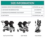 Dream On Me Track Tandem Double Umbrella Stroller in Black, Lightweight Double Stroller for Infant and Toddler, Multi-Position Reversible & Reclining Seats, Large Storage Basket and Canopy - Image 5