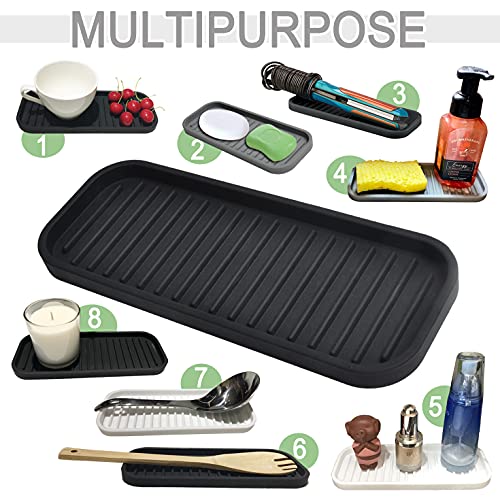 Silicone Sponge Holder Kitchen Sink Organizer Tray Dish Caddy Soap Dispenser, Scrubber Spoon Holder,Dishwashing Accessories 2 Pack (Black) #TOP1