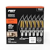 Feit Electric 40-Watt Equivalent CA10 LED Light Bulb, Dimmable Enhance Glass Candelabra Filament, 300 Lumens, 13 Yrs. Lifetime, 2700K Soft White, 6-Pack - CFC40/927CA/FIL/6