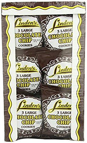 Linden's Chocolate Chip Cookies, Packs of 3 Large Cookies, 18 Packs Per Case, 2 Cases Per Order, 36 Cookies Packs Total