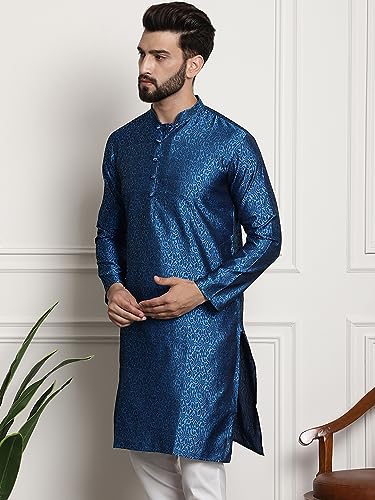 Image of SOJANYA Men's Silk Blend Kurta with Paisley Design