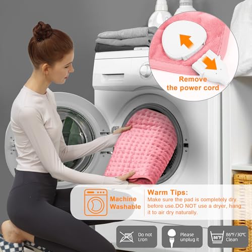 Image of Deepsoon Heating Pad,Electric Heating Pads for Back,Neck,Moist Heating Pad for Abdomen Shoulder Knee Legs,Dry /Moist Heat&Auto Shut Off,Mother's Day Birthday for Men and Women,BabyPink,24x12 Inch