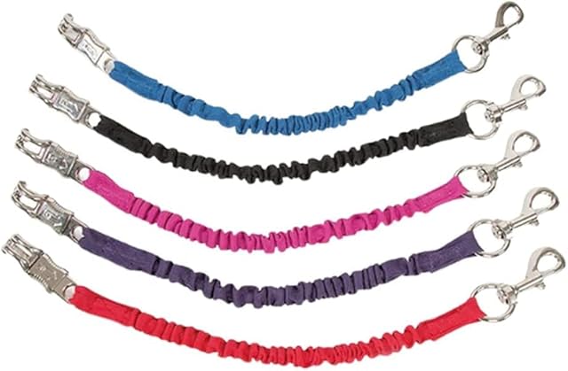 Horse Master Elastic Bungee Trailer Tie - Pony Shock Absorbing Cords Leash Extension Attachment Hooks Featuring Quick Release Trailer - Thick Straps Equestrian Lead Rope (Blue)