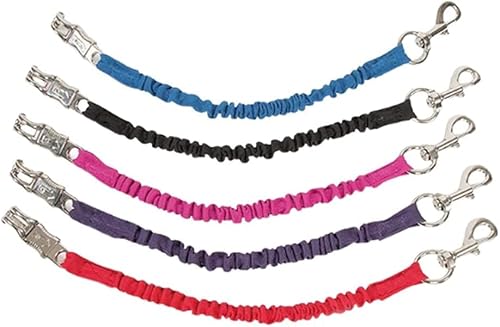 Image of Elastic Bungee Trailer Tie - Pony Shock Absorbing Cords Leash Extension Attachment Hooks Featuring Quick Release Trailer - Thick Straps Equestrian Lead Rope, Red