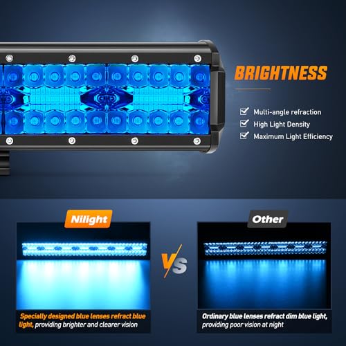 Image of Nilight 20 Inch LED Light Bar Blue Triple Row 420W Spot & Flood Combo 42000LM Driving Boat Off Road Lights Fishing Hunting Emergency Safety Lights for UTV Pick-up Van Tractor