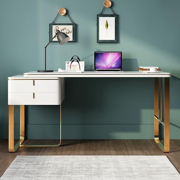 Vandana Interiors Modern White 39" LShaped Desk Office Desk Corner