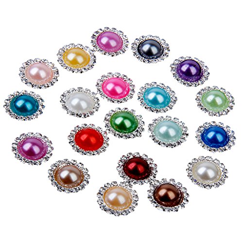 Gciyaen 20Pcs Mixed Color Faux Pearl Button 15Mm Flatback Embellishment #TOP7