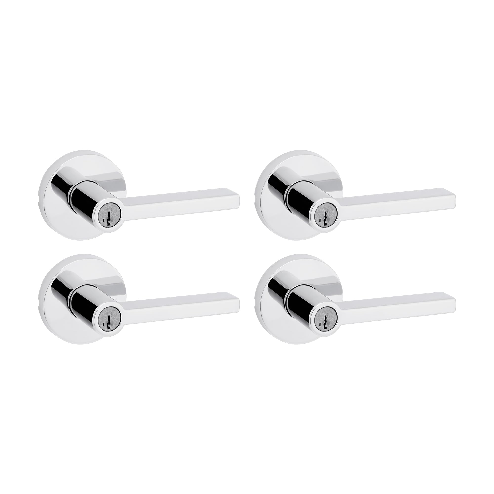 Poignée de porte Kwikset Halifax lot de 4 béquilles à clé chrome pour entrée