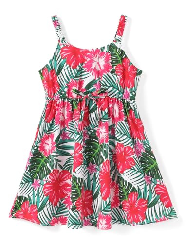 PATPAT Girls Summer Hawaiian Dress Toddler Sling Floral Casual Sleeveless Kids Sundress
