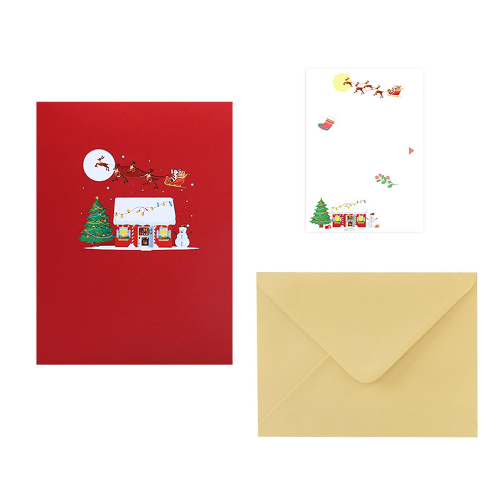 Kalttoy Christmas Tree Foldable Card Holiday 3D Christmas Home Paper Card Memorable Greeting for Family Unique Holiday