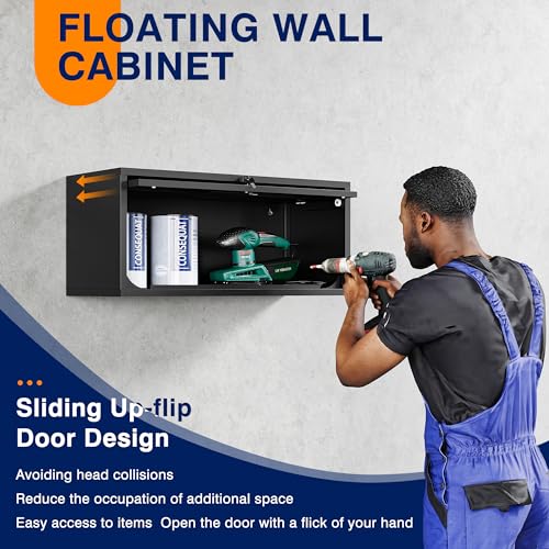 Metal-Garage-Cabinet-with-Doors-Wall-Mounted-Storage-Cabinet-Floating-Tool-Cabinet-for-Basement-Kitchen-Warehouse-Black-137-H