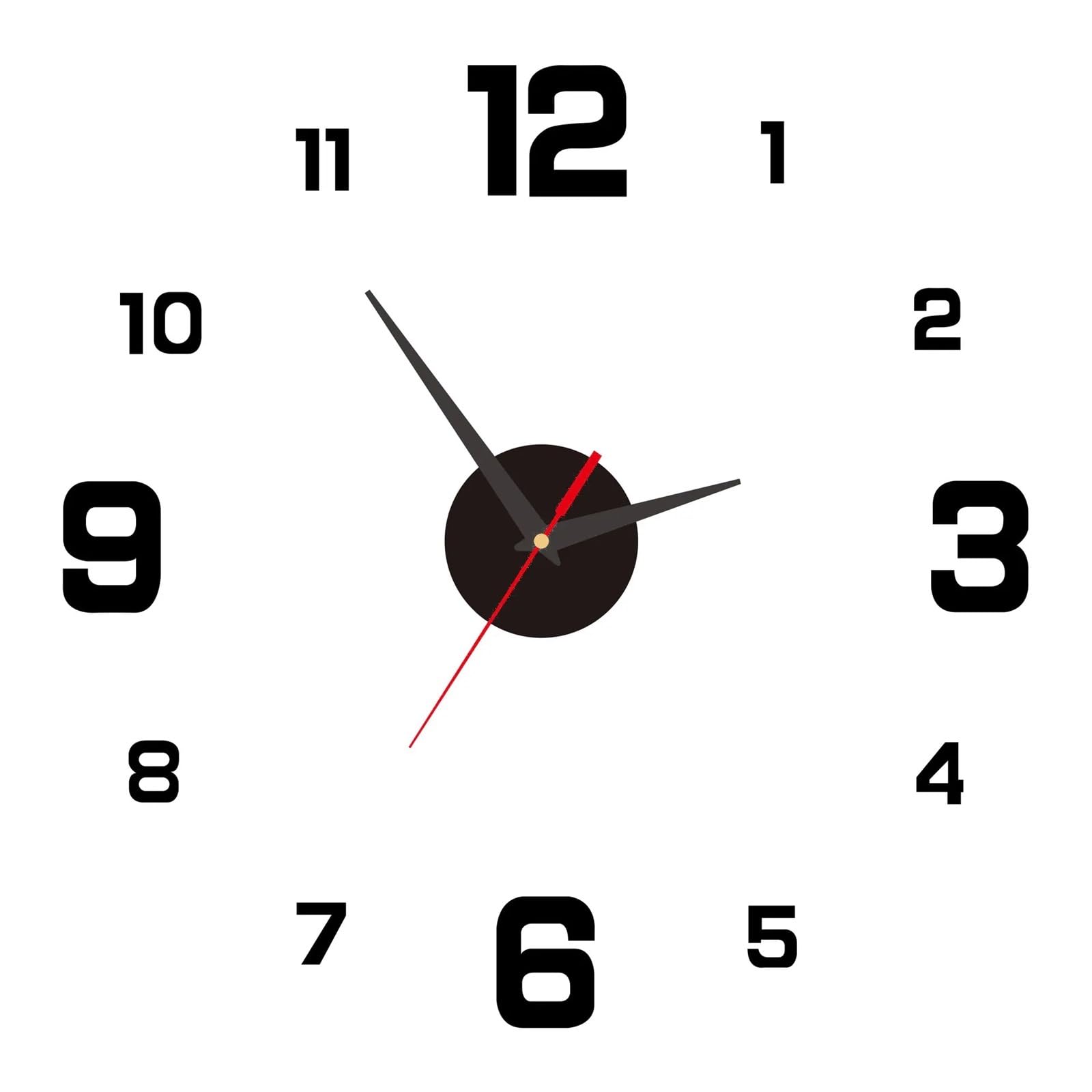 YUPLIODSX Frameless Diy Wall Clock 3D Creative Frameless DIY Wall Hanging Clock Stickers Home Mute Digital Living Room Office Decoration
