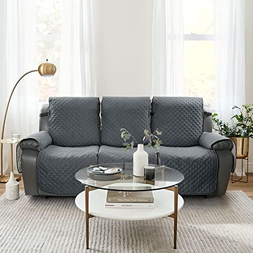 Image of TAOCOCO Recliner Sofa Covers 3-seater with Washable Slipcovers, Non-slip Recliner Protectors with Adjustable Elastic Strap (Dark Grey)