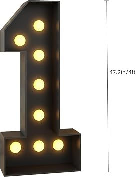 3FT Black Marquee Light Up Numbers 20 Giant Marquee Numbers for 20th 30th 40th DIY Birthday Anniversary Party Wedding Backdrop Decor Pre-cut Foam Boad Mosaic Numbers(Number 2,4FT)