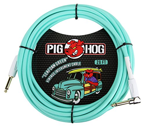 Pig Hog PCH20SGR Right-Angle 1/4" to 1/4" Seafoam Green Guitar Instrument Cable, 20 Feet image 3