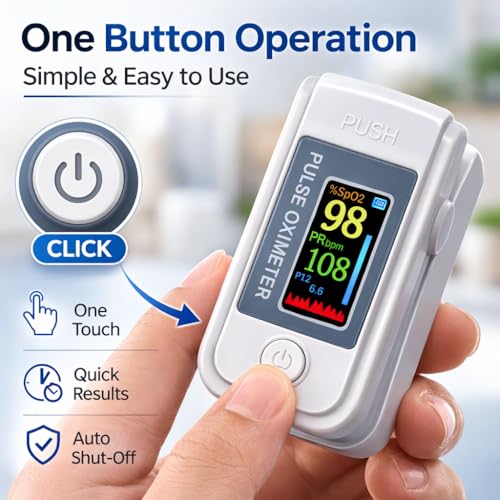 Image of Fingertip Pulse Oximeter, Blood Oxygen (SpO2) Monitor with Pulse Rate & LED Display, Portable Oxygen Saturation Monitor for Home & Travel (LK89)