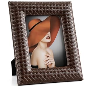 Brown Leather Picture Frame Bulk 5 * 7 Photo Display Traditional Regency Home Decorative Horizontal Vertical Formats for Wall Tabletop Christmas Holiday Gift