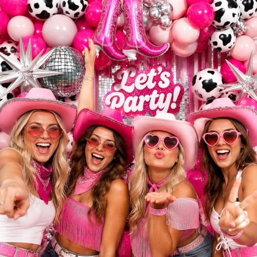Image of Cowgirl Garland Arch Kit 170Pcs with BONUS Boot Balloons, Cowgirl Party Decorations for Disco Cow Girl Birthday Party Decorations Last Rodeo Bachelorette Decoration Western Birthday Decor