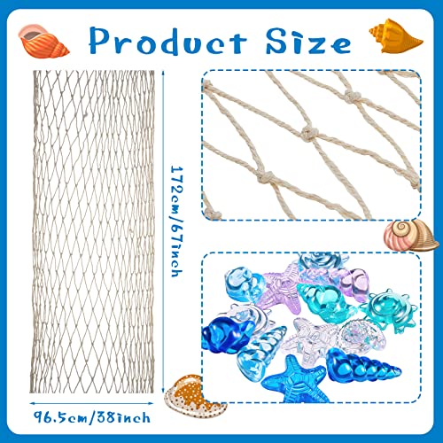 Tudomro Mermaid Fishing Net Decor Table Runner Mermaid Party Decorations Summer Diving Gem Pool Toys Natural Netting Table Runner For Nautical Hawaiian Ocean Beach Mermaid Party Accessory Table Decor #TOP1