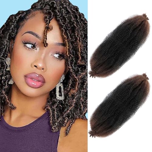 Afro Twist Hair Pre Separated Springy Afro Twist Hair Pre stretched Wrapping Hair for Soft Locs Afro Spring Twist Hair Marley Twist Braiding Hair Extensions (30 Inch (Pack of 2),1B/30#)